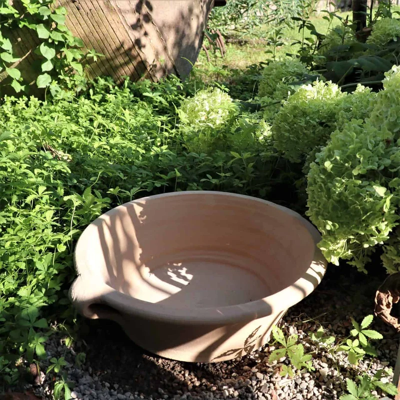 Terracotta Pflanzschale, Wasserschale, Vogeltränke "Crocus", B=35