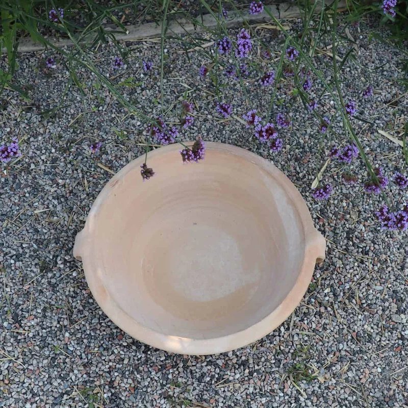 Terracotta Pflanzschale, Wasserschale, Vogeltränke "Crocus", B=35