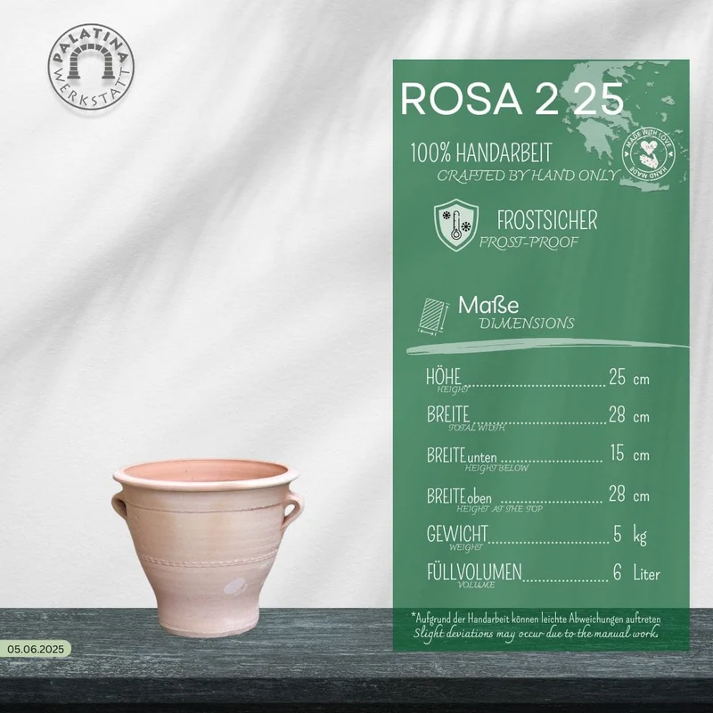 Terracotta Blumentopf "Rosa", H=25cm