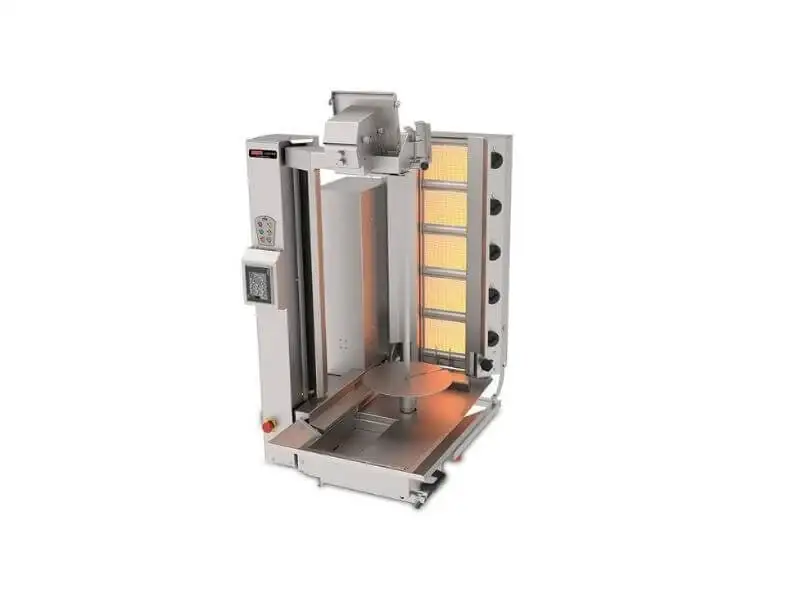 Gas Döner Roboter mit Motor unten / 5 Brenner Gas Gyrosroboter / max. 120 kg