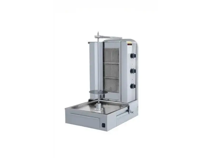 Gas Dönergrill mit Motor unten / Gyrosgrill 3 Brenner / max. 40 kg / inkl. Flügeltüren