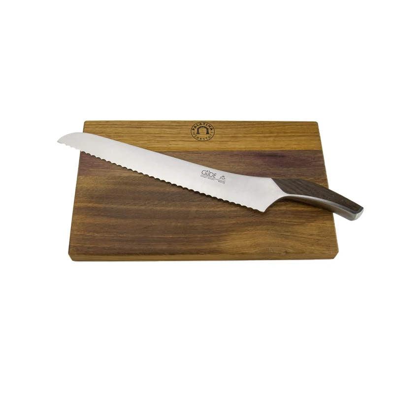 Güde Synchros Brotmesser, 32 cm Klinge + 34x21 cm Fassholzbrett