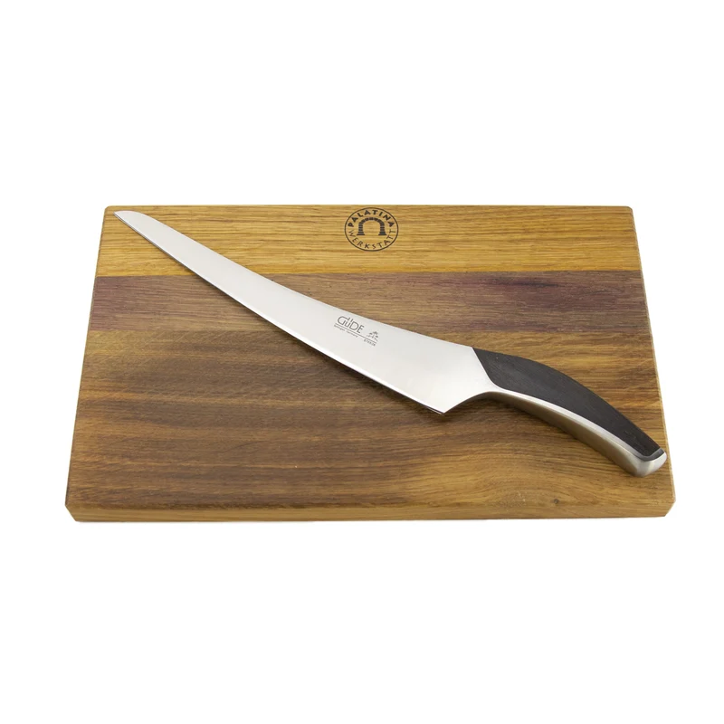Güde Synchros Tranchiermesser, 26 cm Klinge + Fassholzbrett, 34x21 cm