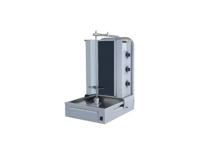 Elektro Gyrosgrill / Dönergrill mit Motor unten / 3 Brenner / max. 30 kg / inkl. Flügeltüren