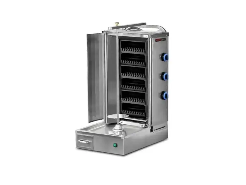 Lavastein Dönergrill mit Motor Unten / 3 Lavastein Brenner / max. 40 kg / inkl. Flügeltüren