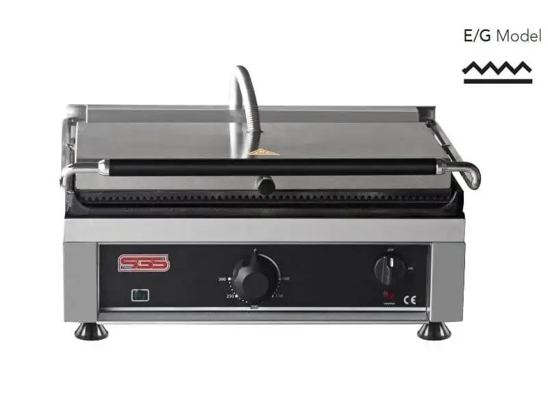 Kontaktgrill / Oben Gerillt / Unten Glatt / 3 kW / Tischgrill / Paninimaker