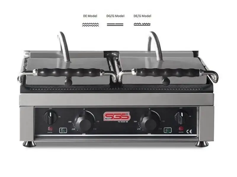 Doppel Kontaktgrill / Oben Gerillt / Unten Glatt 3+3 kW / Tischgrill