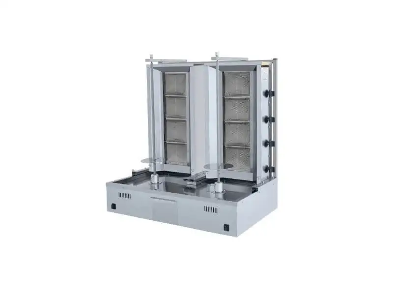 Gas Dönergrill - Gyrosgrill / 4+4 Brenner / Motor unten / max. 70+70 kg / inkl. Flügeltüren