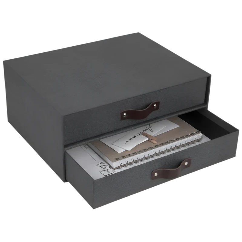 BIRGER Schubladenbox 2 Fächer - Schwarz Canvas