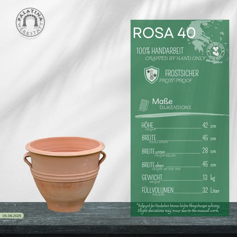 Terracotta Pflanzkübel "Rosa" H=40cm