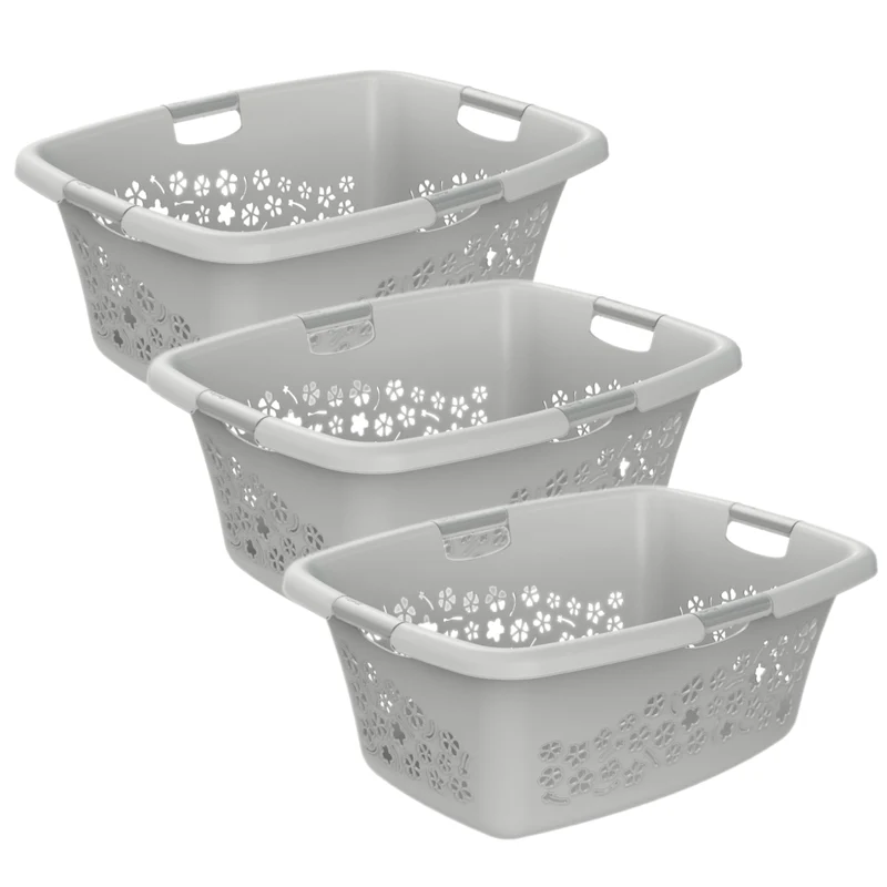 3er Set Wäschekorb 50 l FLOWERS