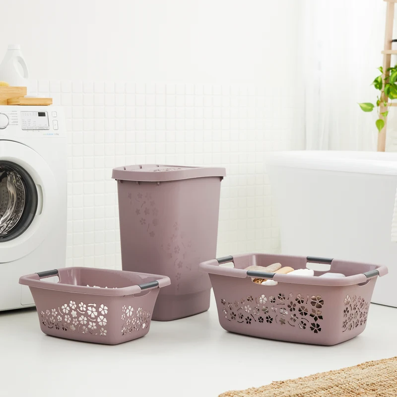 3er Set Wäschekorb 50 l FLOWERS