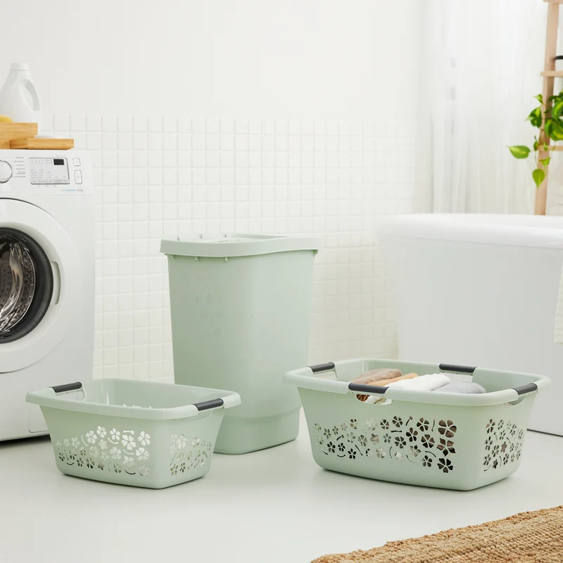 3er Set Wäschekorb 50 l FLOWERS
