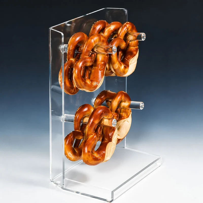 Brezel-Display Acryl – 4 Haltestangen für Bäckerei, Buffet & Verkauf
