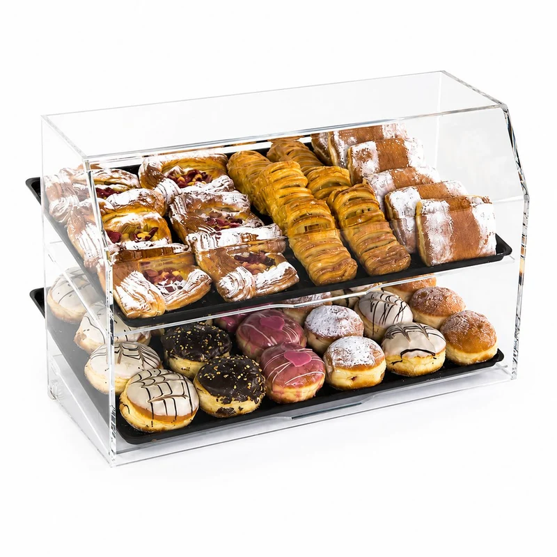 Theken-Food-Display Acryl – Snack- & Gebäckvitrine mit 2 Etagen