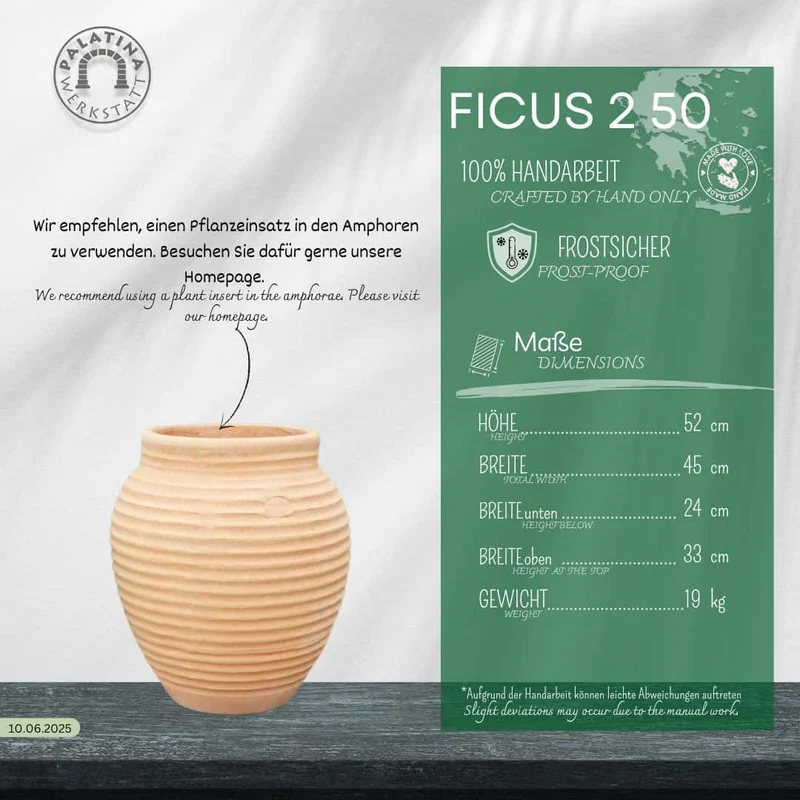 winterfeste Dekorationsamphore "Ficus 2" H=50cm