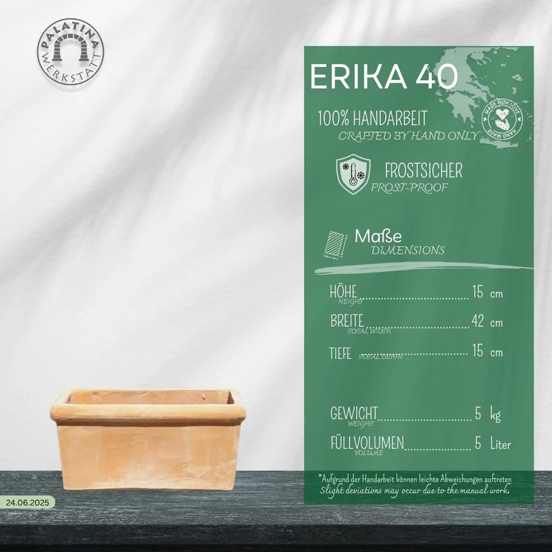 rechteckiger Pflanzkasten Terrakotta "Erica" L=40 cm