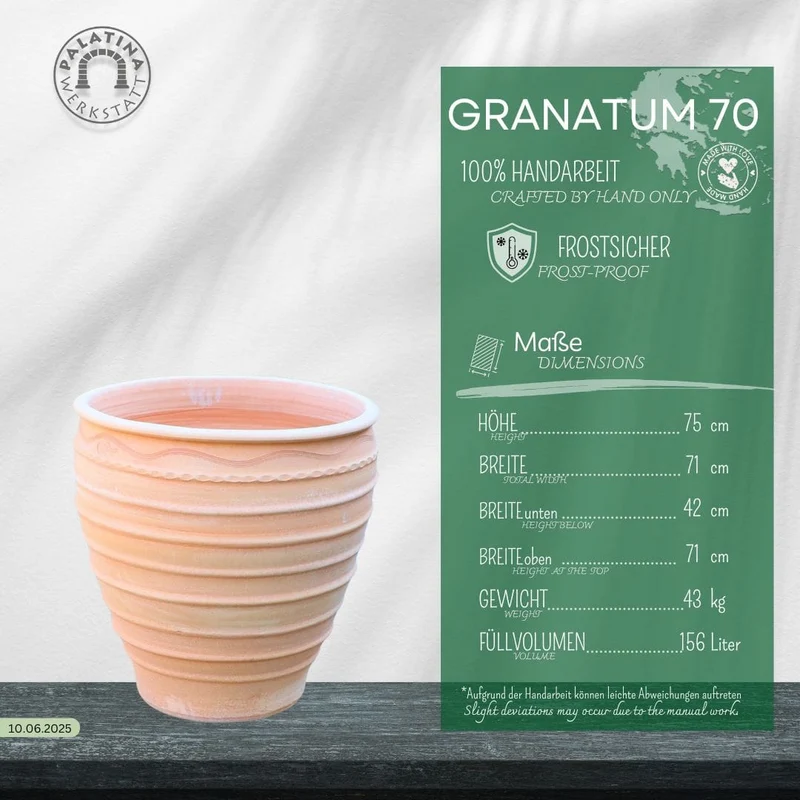 Winterharter Pflanzkübel gross "Granatum", 70cm