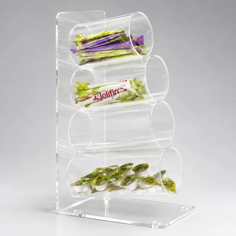 Acryl Organizer 4 Fächer – Kaffeezubehör Halter für Café & Coffee-to-go