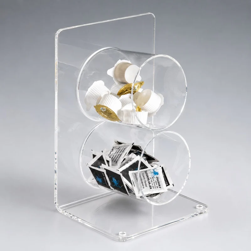 Acryl Organizer – 2 Fächer für Coffee-to-go-Zubehör & Kaffeestation