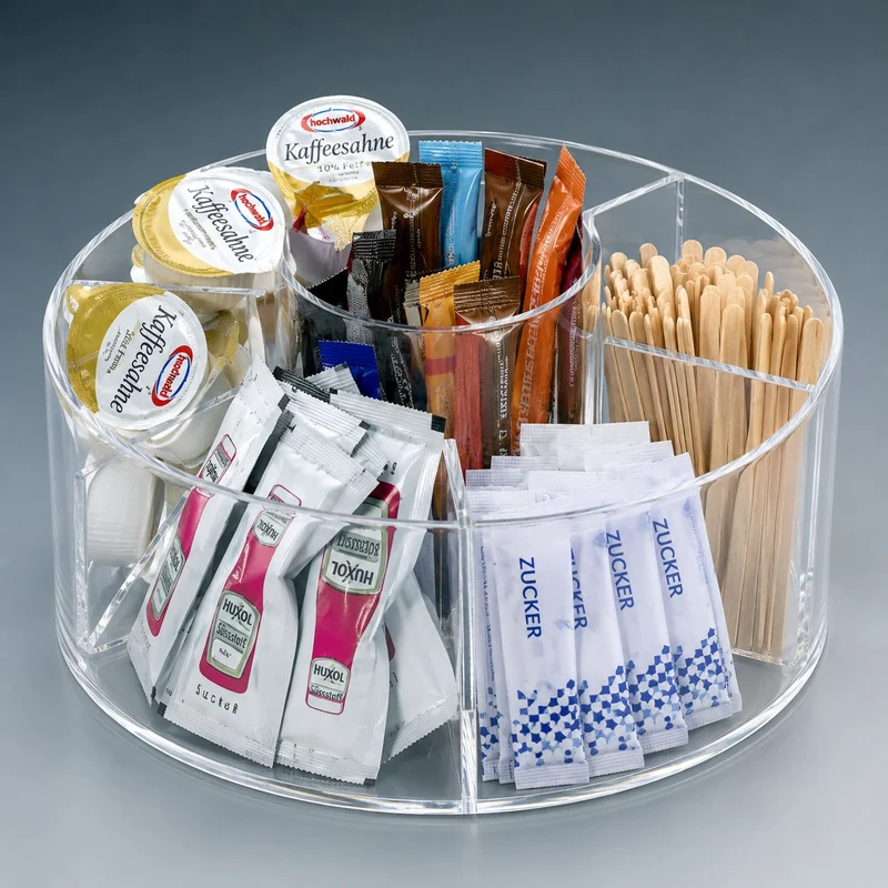 Acryl Organizer rund – 5 Fächer für Coffee-to-go-Zubehör & Kaffeestation