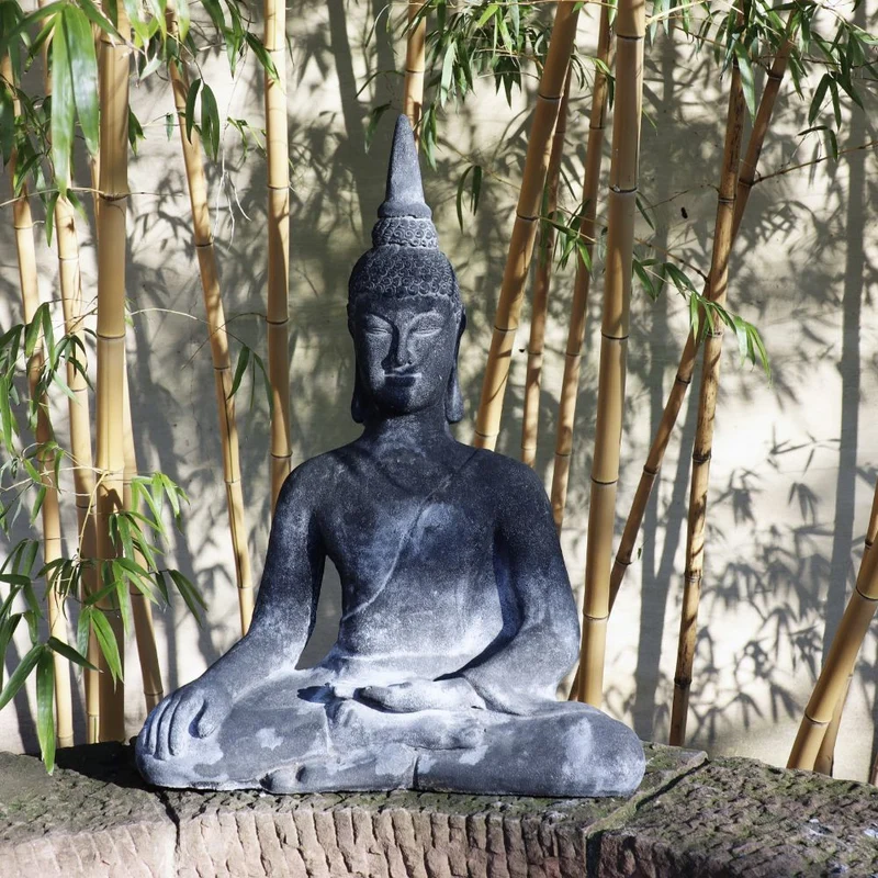 Sitzende Buddha Figur aus Lavastein 75cm - Eine Quelle der Inneren Ruhe - Für Haus & Garten