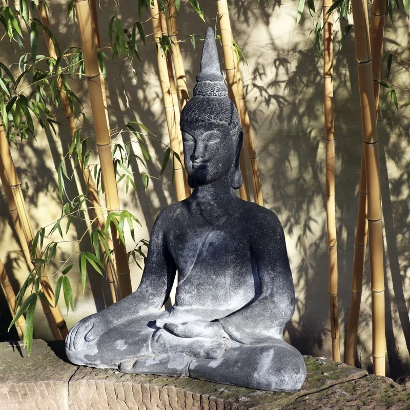 Sitzende Buddha Figur aus Lavastein 75cm - Eine Quelle der Inneren Ruhe - Für Haus & Garten