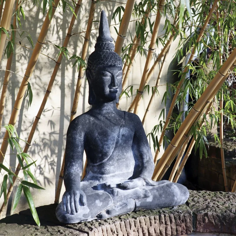 Sitzende Buddha Figur aus Lavastein 75cm - Eine Quelle der Inneren Ruhe - Für Haus & Garten