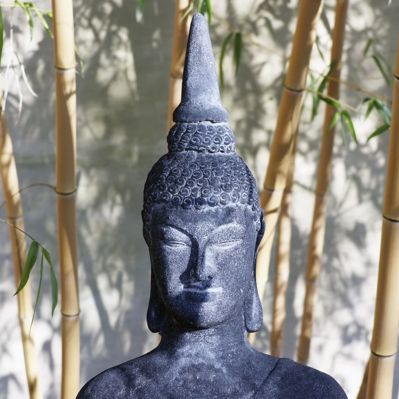 Sitzende Buddha Figur aus Lavastein 75cm - Eine Quelle der Inneren Ruhe - Für Haus & Garten