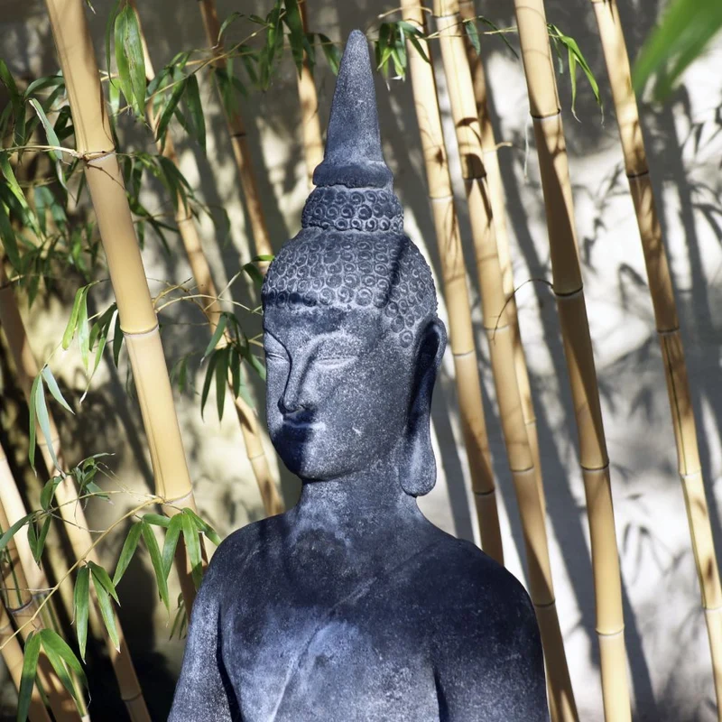 Sitzende Buddha Figur aus Lavastein 75cm - Eine Quelle der Inneren Ruhe - Für Haus & Garten