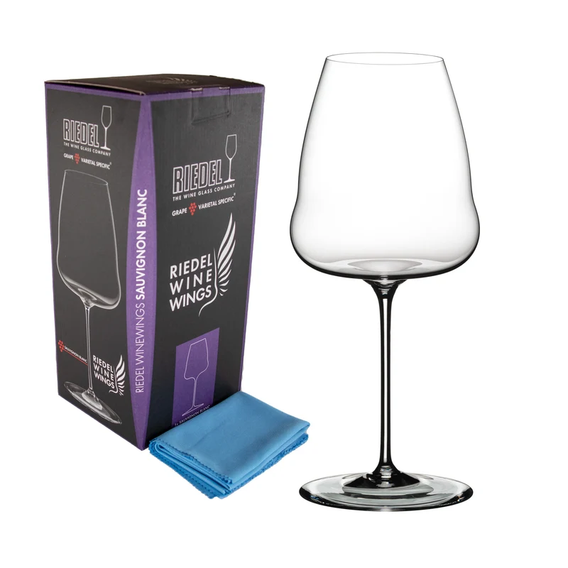 Rotweinglas Riedel Winewings Syrah mit Poliertuch in Geschenkverpackung