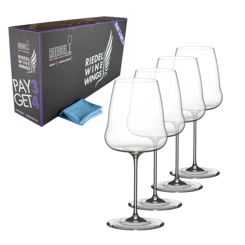 Rotweinglas Riedel Winewings Syrah mit Poliertuch in Geschenkverpackung