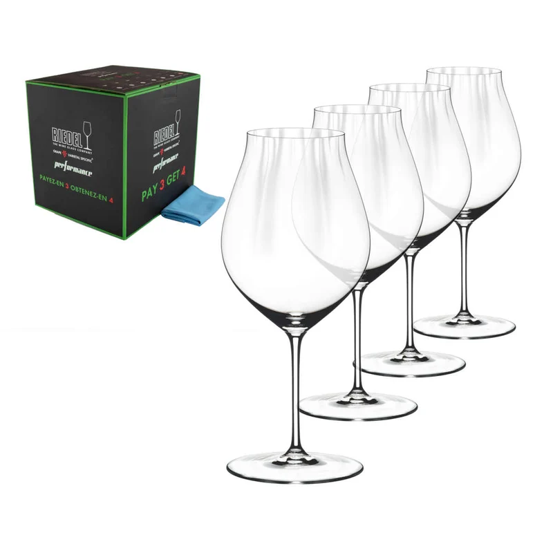 Rotweinglas Riedel Performance Pinot Noir 4er Set mit Poliertuch