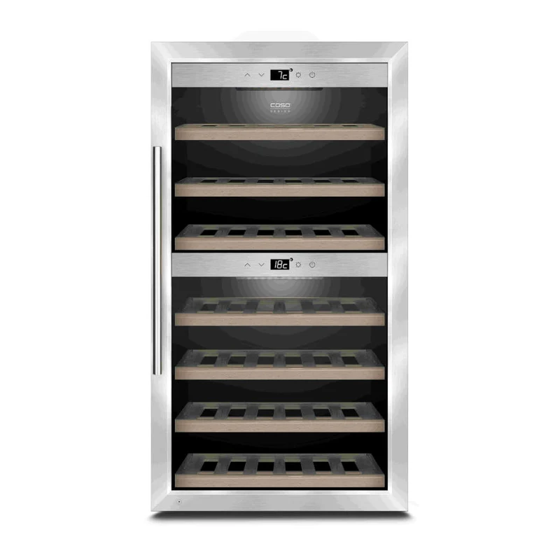 Weinkühlschrank 2 Zonen CASO WineComfort 66 Edelstahl