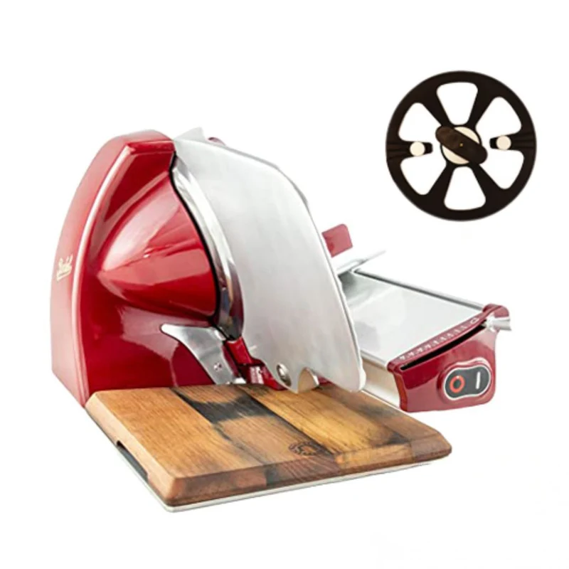 Berkel Home Line 200 Plus Rot, Aufschnittmaschine, Schneidemaschine + 100% handgefertigtes Schneidebrett