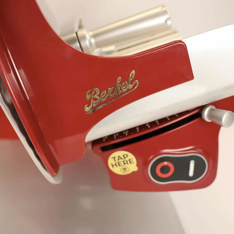 Berkel Home Line 200 Plus Rot, Aufschnittmaschine, Schneidemaschine + 100% handgefertigtes Schneidebrett