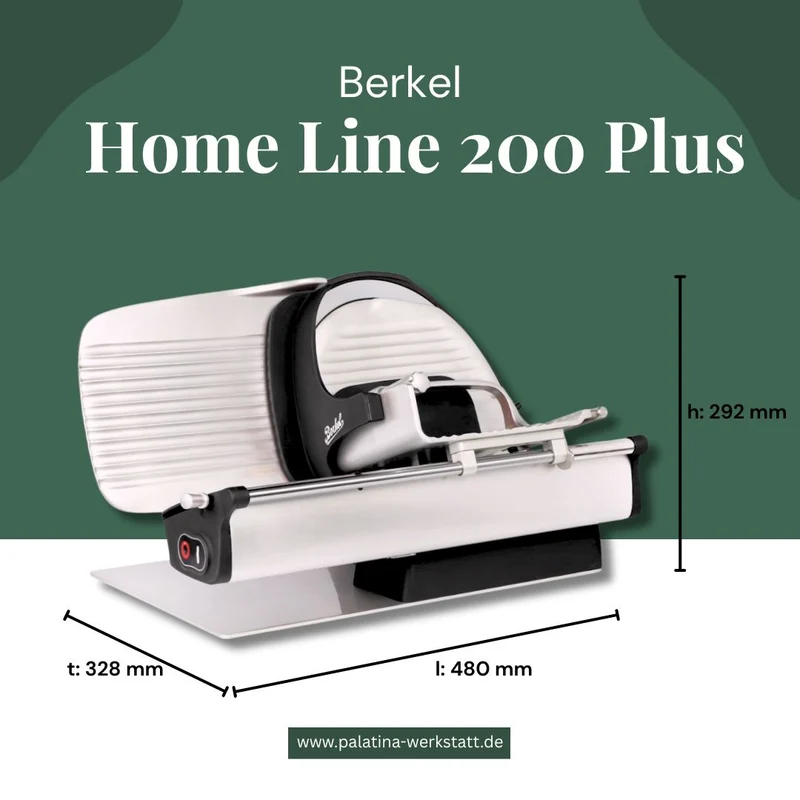 Berkel Home Line 200 Plus Schwarz, Aufschnittmaschine, Schneidemaschine + handgefertigtes Einlagebrett