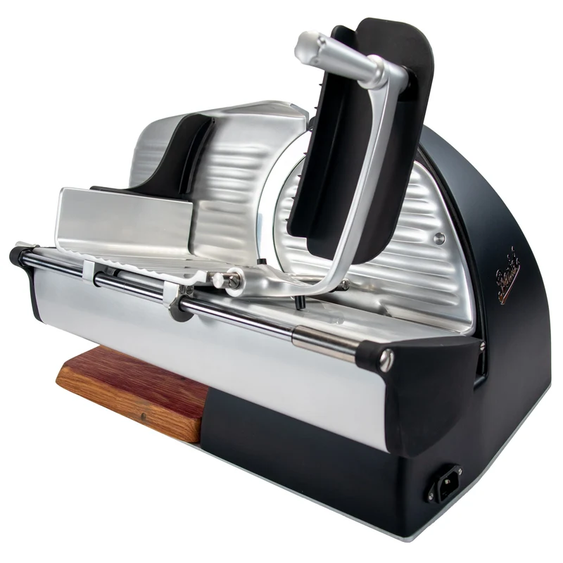 Berkel Home Line 200 Plus Schwarz, Aufschnittmaschine, Schneidemaschine + handgefertigtes Einlagebrett