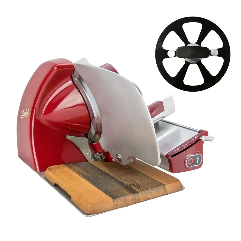 Berkel Home Line 250 Plus Rot, Aufschnittmaschine, Schneidemaschine + 100% handgefertigtes Schneidebrett