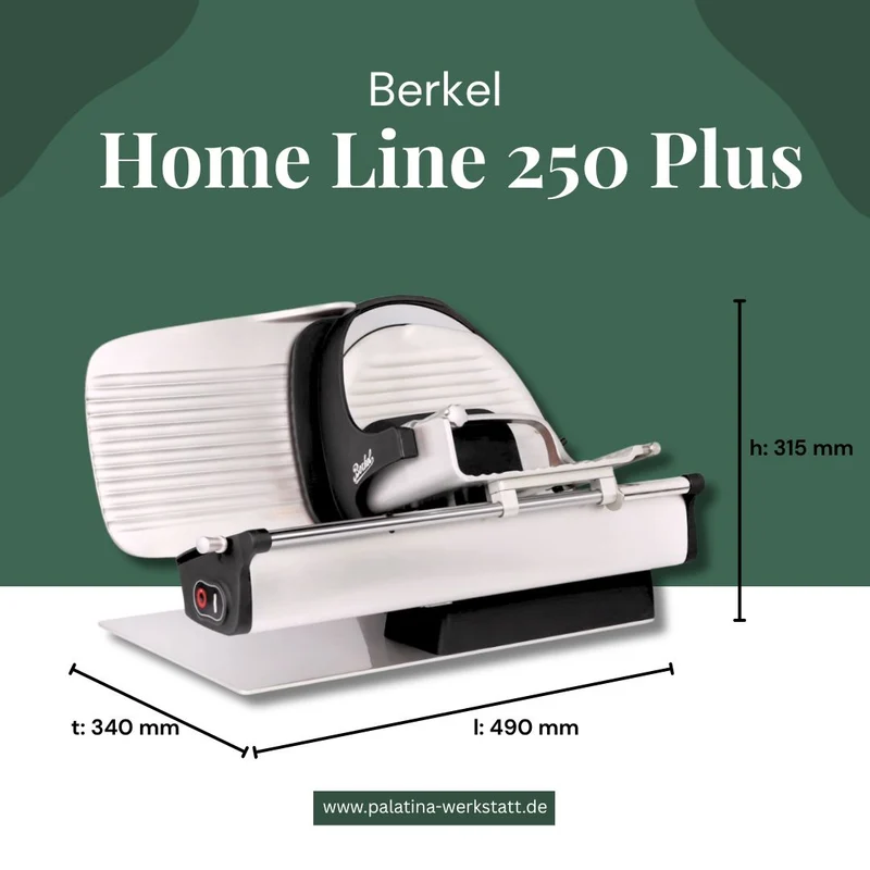 Berkel Home Line 250 Plus Schwarz, Aufschnittmaschine, Schneidemaschine + 100% handgefertigtes Schneidebrett