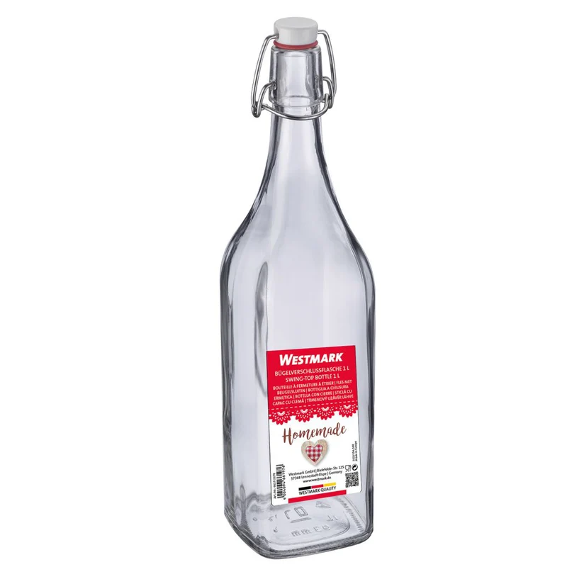 Bügelverschlussflasche eckig, 1 Liter