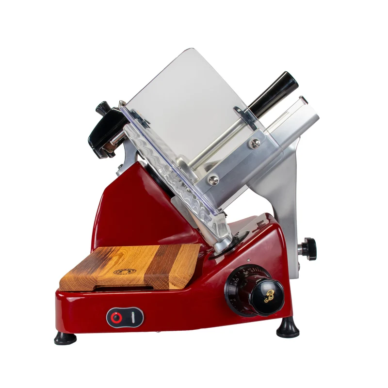 Berkel Aufschnittmaschine Pro Line XS 30 Rot, Der Profi Allesschneider für Ihre Küche + 100% handgefertigtes Fassholzbrett Unikat