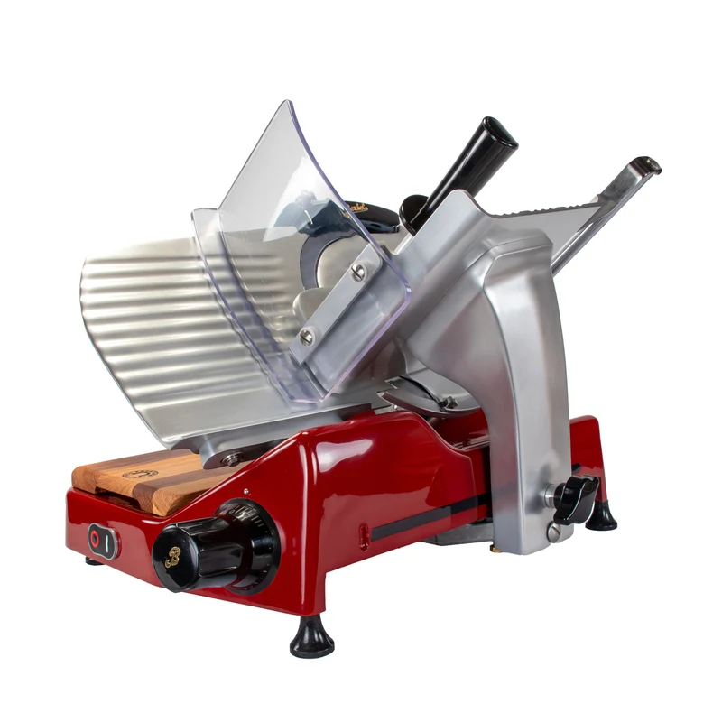 Berkel Aufschnittmaschine Pro Line XS 25 Rot, Der Profi Allesschneider für Ihre Küche + 100% handgefertigtes Fassholzbrett Unikat