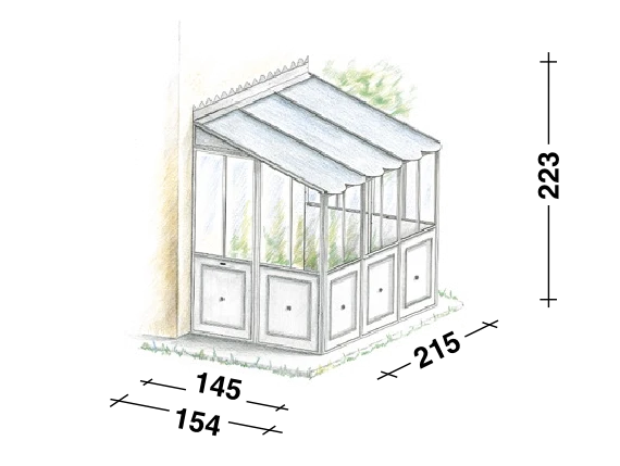 Orangerie als Anbaumodell von einer Hauswand