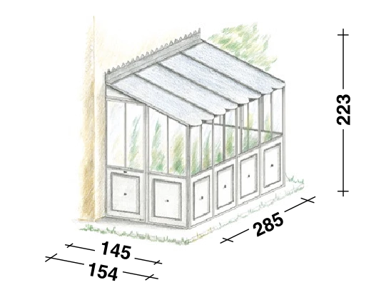 Orangerie als Anbaumodell von einer Hauswand