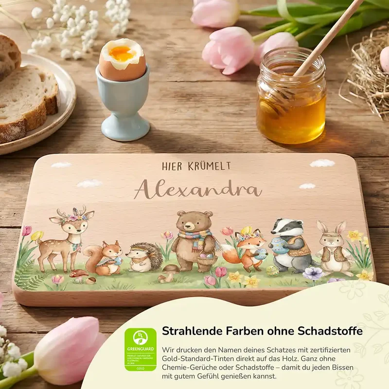 Frühstücksbrettchen Ostern - Tiere im Osterglück