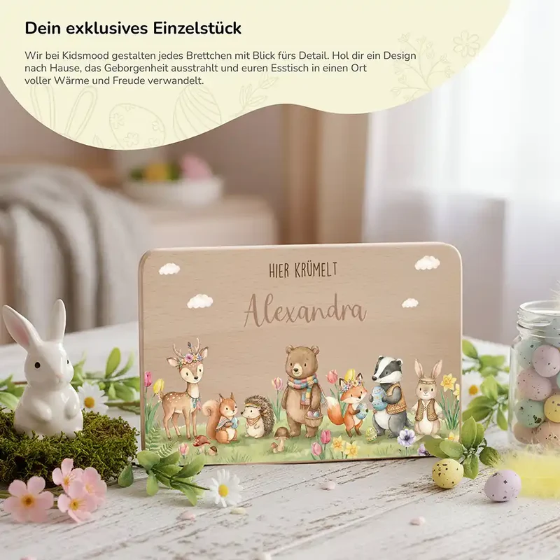 Frühstücksbrettchen Ostern - Tiere im Osterglück