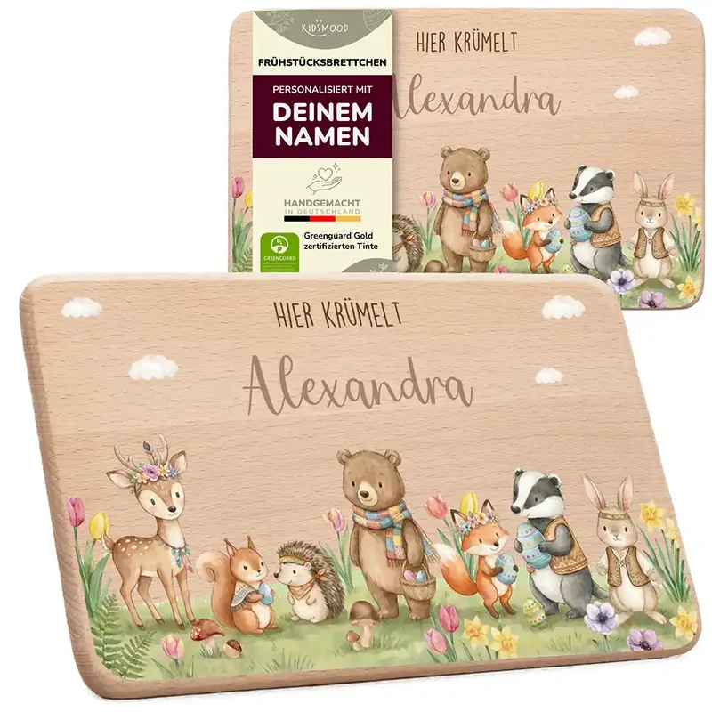 Frühstücksbrettchen Ostern - Tiere im Osterglück