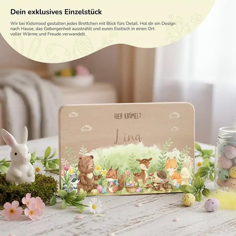 Frühstücksbrettchen Ostern - Niedliche Waldtiere