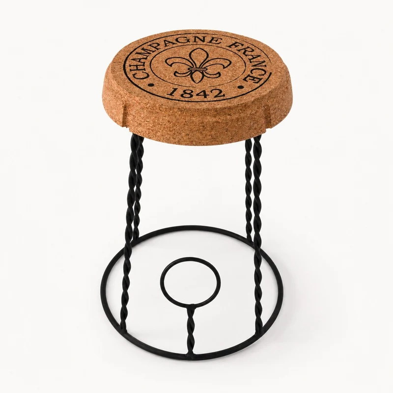 Hochwertiger Hocker aus Kork "Agraffe"